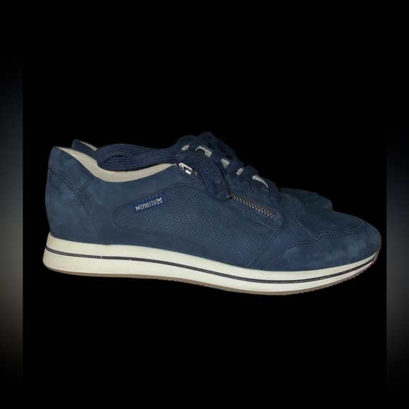 MEPHISTO WOMEN’S LEENIE SNEAKER BLUE NUBUCK - Picture 1 of 9